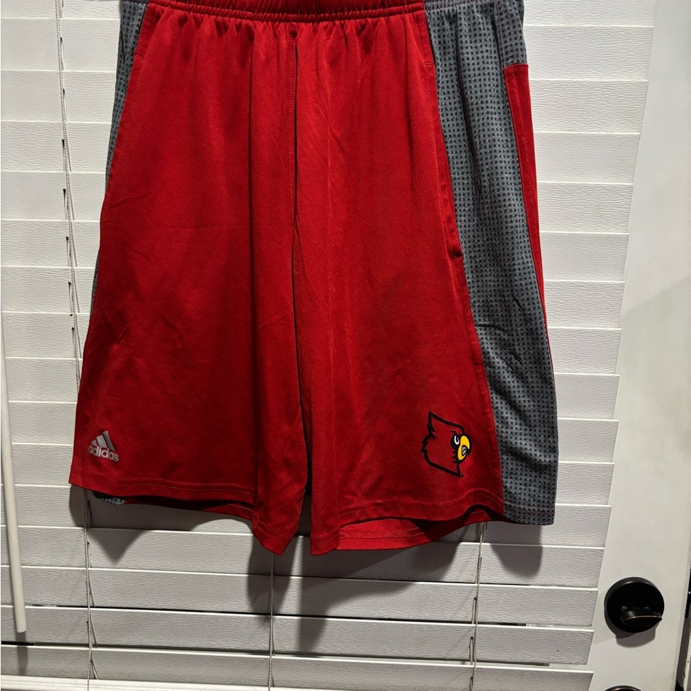 Adidas Men's Red and Gray Athletic Shorts